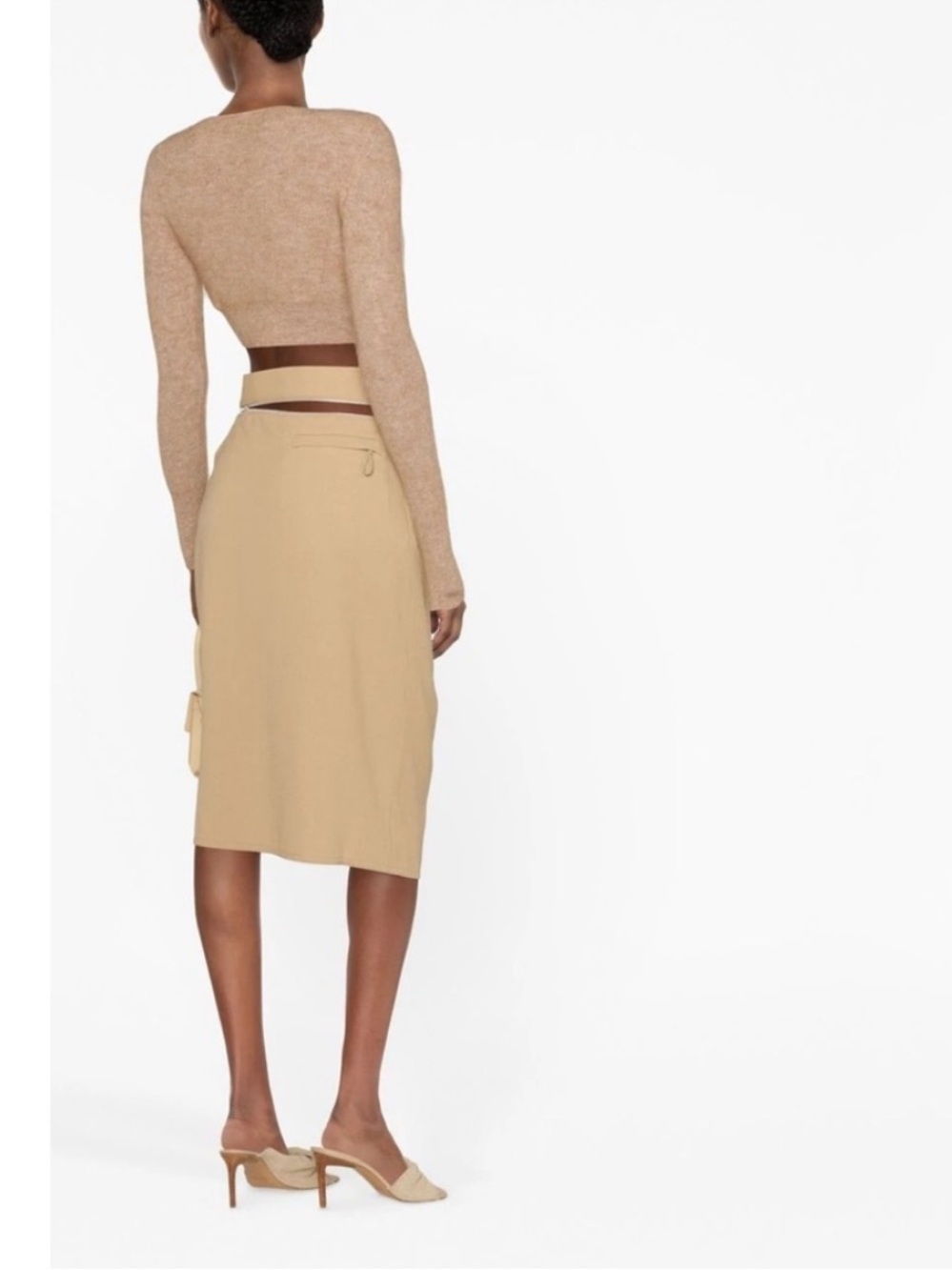 Jacquemus Bodri Wrap Midi Skirt Beige Sand Size US 4 FR36 NWT - Picture 4 of 6